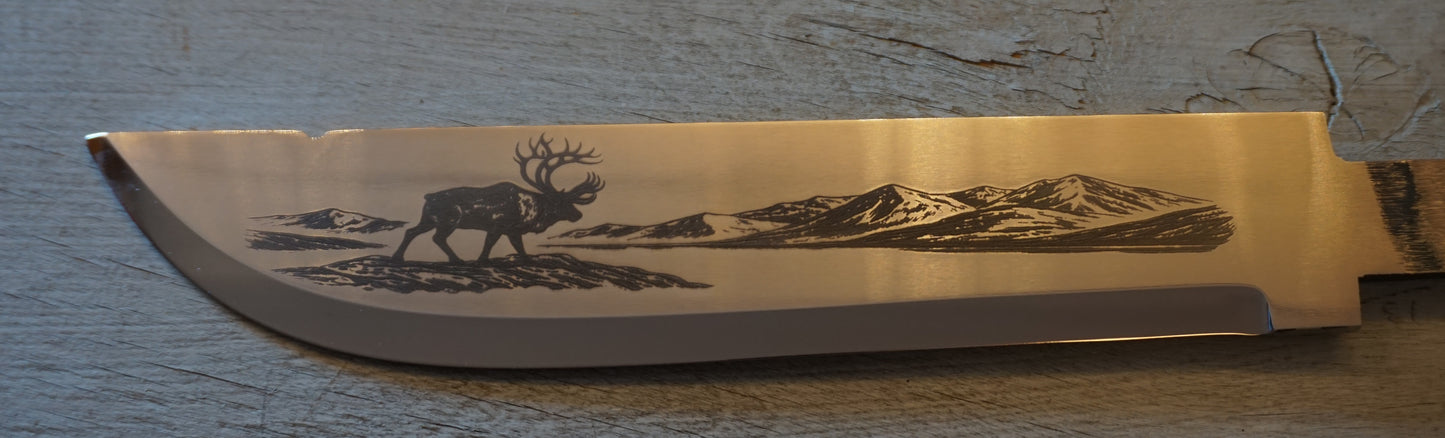 Stor kniv med reinsdyr